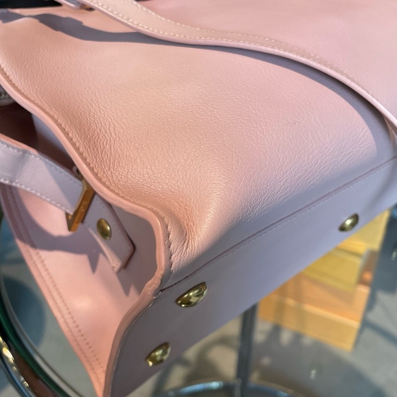SAINT LAURENT Ysl cabas 粉紅色牛皮 小號 金扣 手提包肩背包-6