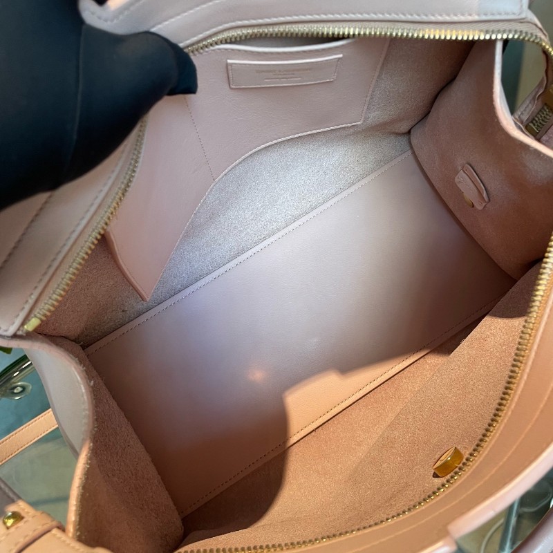 SAINT LAURENT Ysl cabas 粉紅色牛皮 小號 金扣 手提包肩背包-12