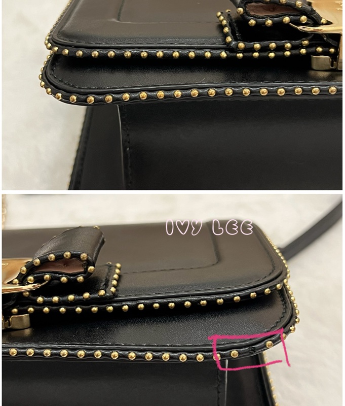 Salvatore Ferragamo黑色 金色皮革鉚釘 Vara 蝴蝶結翻蓋肩背包 鏈條包 斜背包 正品 二手精品-28