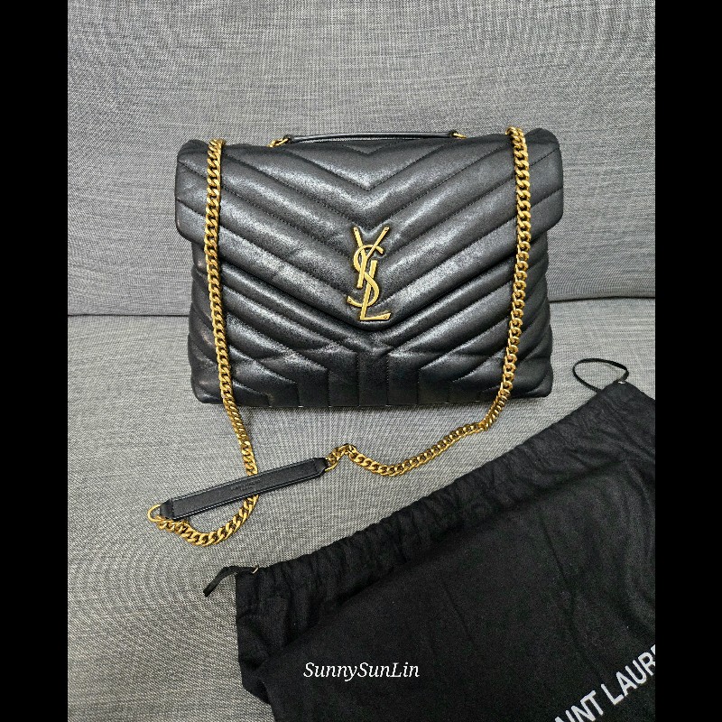 YSL Saint Laurent 聖羅蘭 loulou黑金 鍊條包 肩背包 斜背包-7