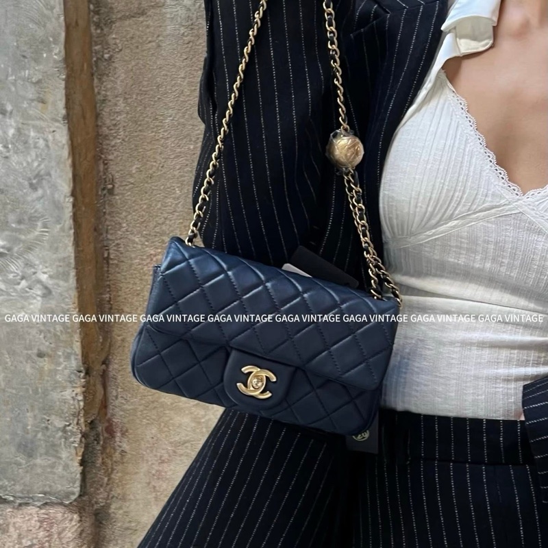 小巴黎二手名牌   Chanel mini coco 金球 午夜藍 黑夜藍-7
