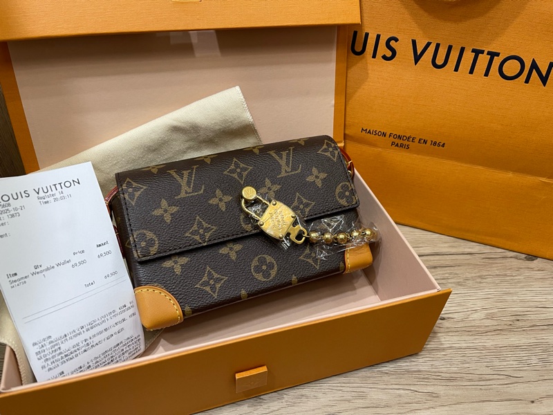 Lv新款老花小方包Steamer/台灣專櫃上個月才剛買/M14738-0