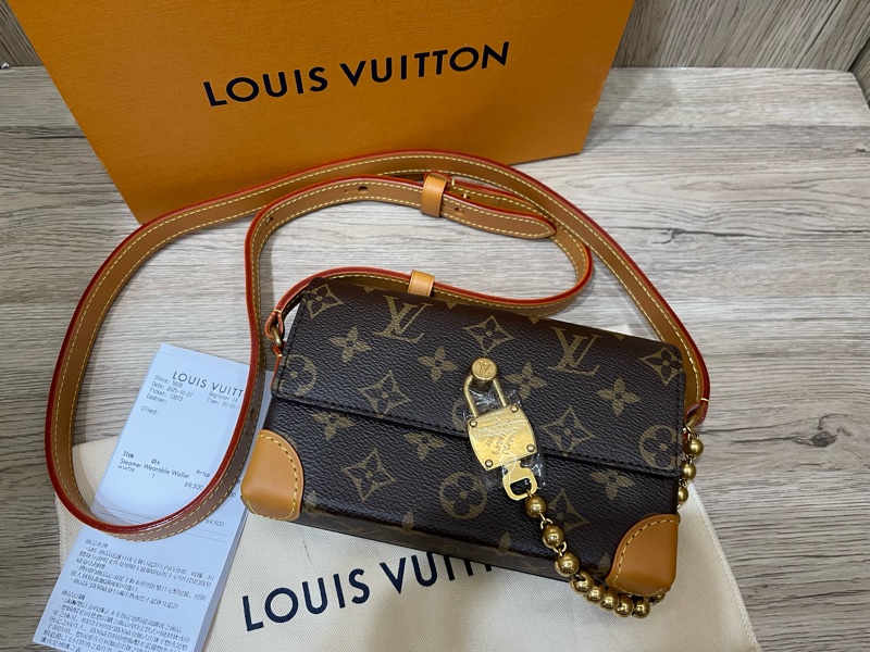 Lv新款老花小方包Steamer/台灣專櫃上個月才剛買/M14738-2