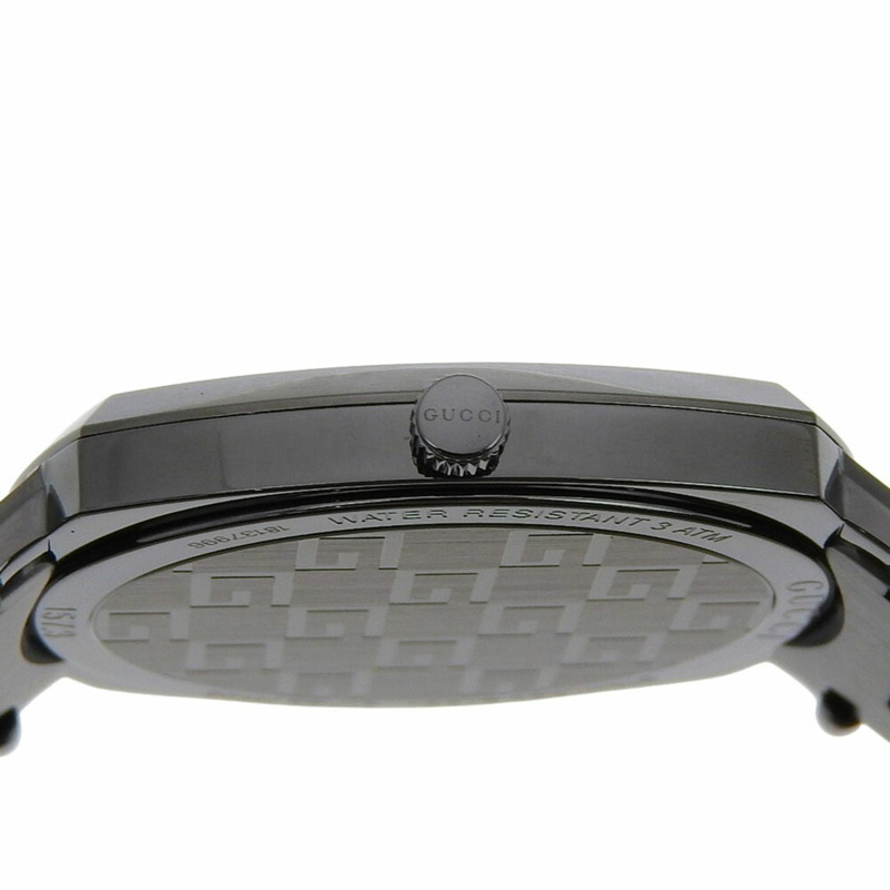 Gucci Grip腕錶，157.3不鏽鋼錶殼，黑色石英機芯，指針式顯示，男士錶盤-6