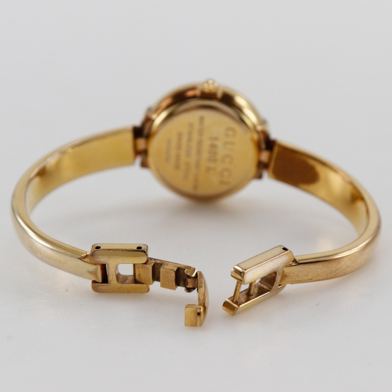 Gucci 1400L 女士腕錶，鍍金不鏽鋼錶殼，石英機芯，指針式顯示，白色錶盤-6