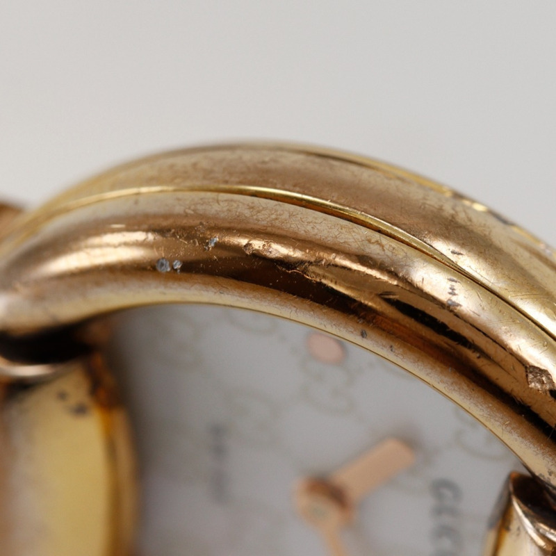 Gucci 1400L 女士腕錶，鍍金不鏽鋼錶殼，石英機芯，指針式顯示，白色錶盤-10