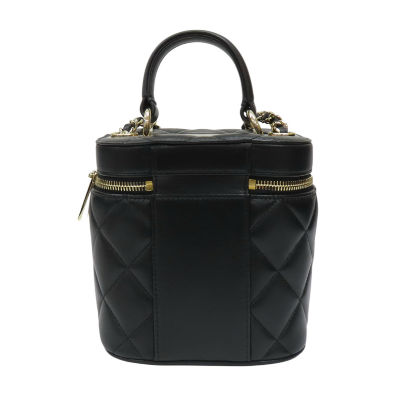 黑色 羊皮 菱格紋 Trendy cosmetic case 鍊帶 化妝包 肩背包【CHANEL 香奈兒】-1