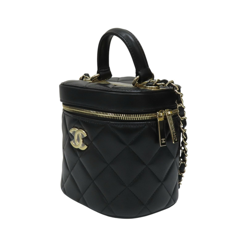 黑色 羊皮 菱格紋 Trendy cosmetic case 鍊帶 化妝包 肩背包【CHANEL 香奈兒】-2