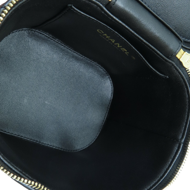 黑色 羊皮 菱格紋 Trendy cosmetic case 鍊帶 化妝包 肩背包【CHANEL 香奈兒】-4