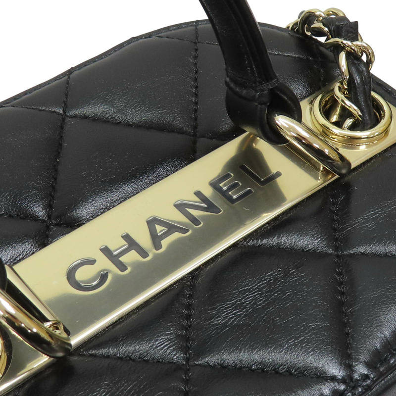 黑色 羊皮 菱格紋 Trendy cosmetic case 鍊帶 化妝包 肩背包【CHANEL 香奈兒】-9