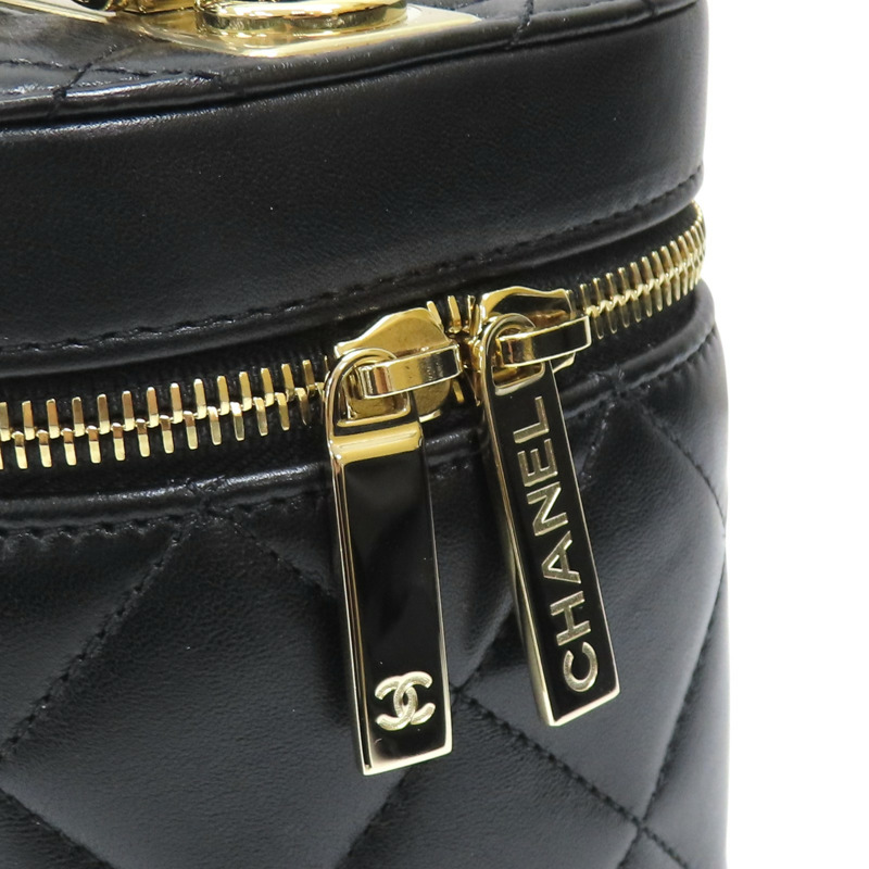 黑色 羊皮 菱格紋 Trendy cosmetic case 鍊帶 化妝包 肩背包【CHANEL 香奈兒】-10