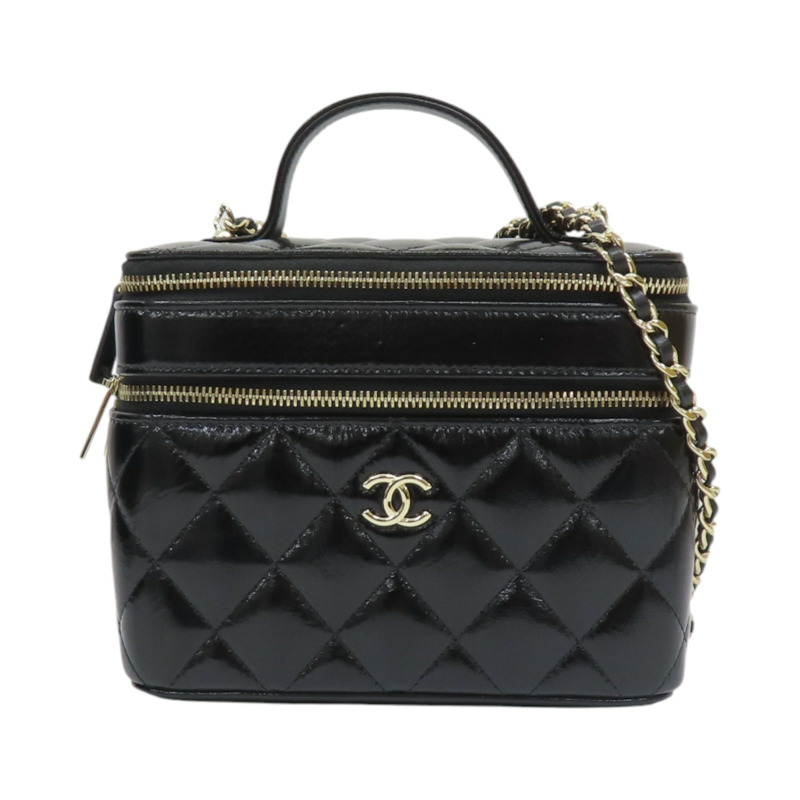 黑色 牛皮 菱格紋 化妝包 兩用包【CHANEL 香奈兒】-0