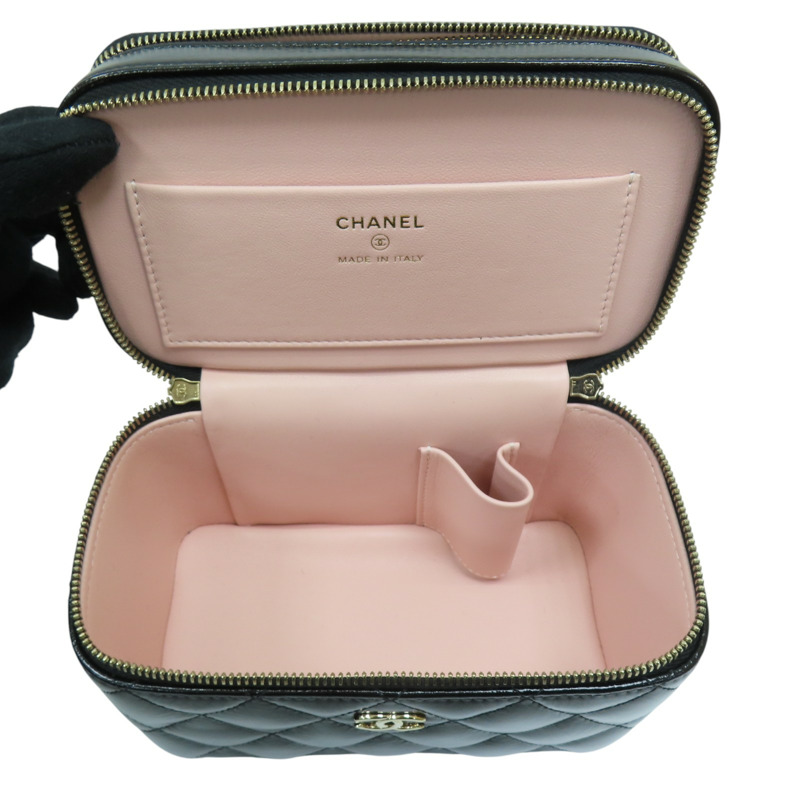 黑色 牛皮 菱格紋 化妝包 兩用包【CHANEL 香奈兒】-4