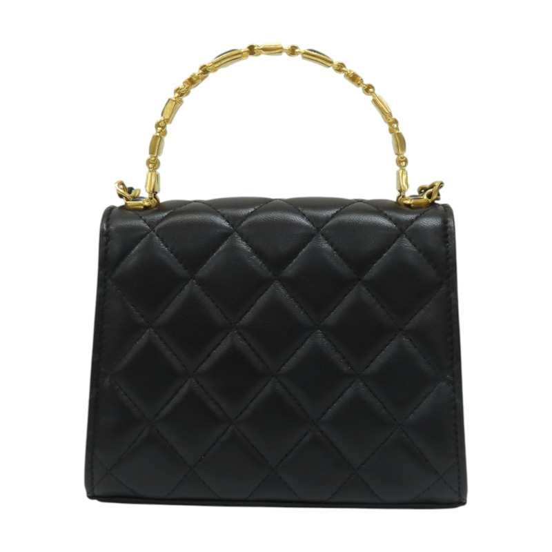 黑色 羊皮 菱格紋 enamel handle crossbody bag 肩背包【CHANEL 香奈兒】-1