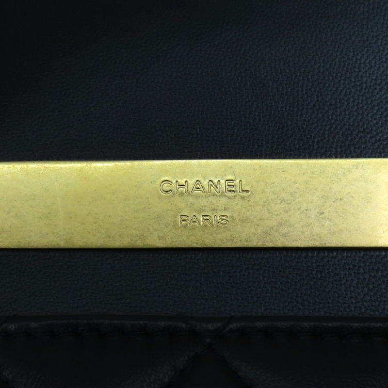黑色 羊皮 菱格紋 enamel handle crossbody bag 肩背包【CHANEL 香奈兒】-9