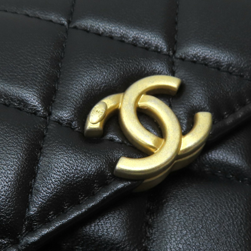 黑色 羊皮 菱格紋 enamel handle crossbody bag 肩背包【CHANEL 香奈兒】-10