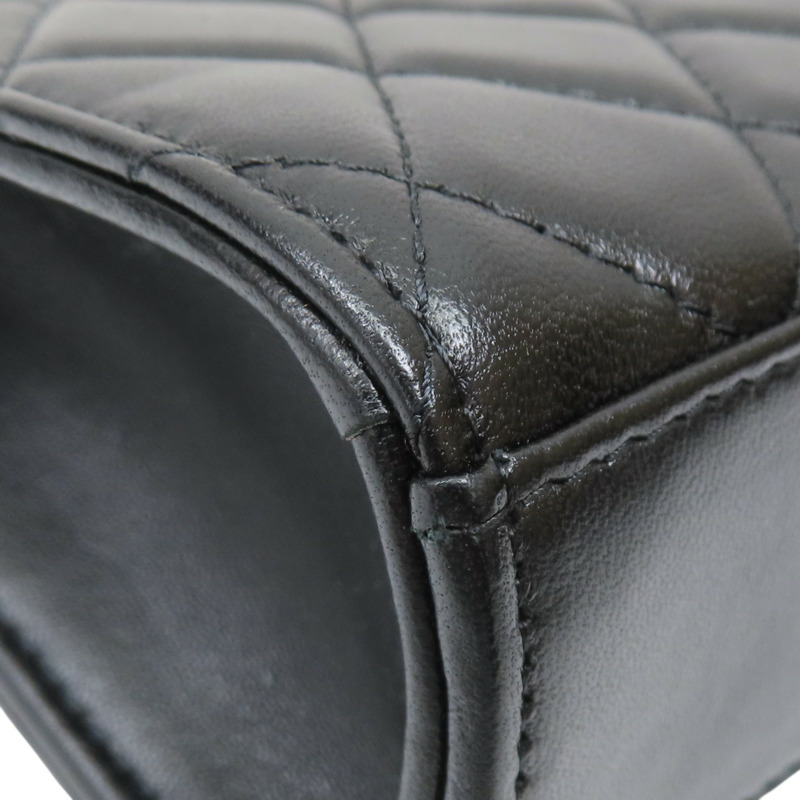 黑色 羊皮 菱格紋 enamel handle crossbody bag 肩背包【CHANEL 香奈兒】-13