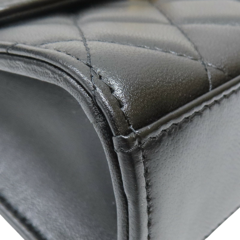 黑色 羊皮 菱格紋 enamel handle crossbody bag 肩背包【CHANEL 香奈兒】-15