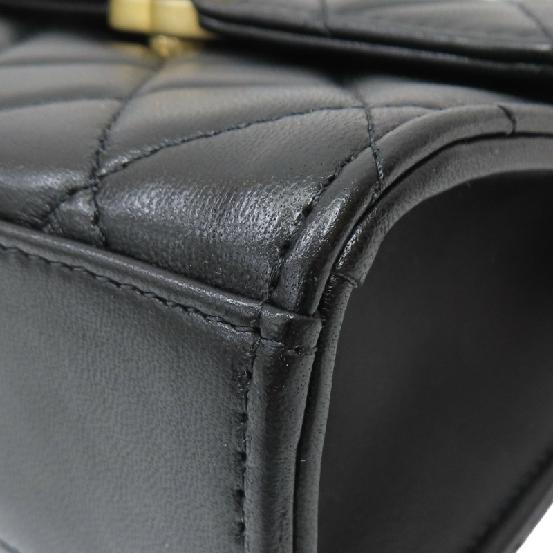 黑色 羊皮 菱格紋 enamel handle crossbody bag 肩背包【CHANEL 香奈兒】-16