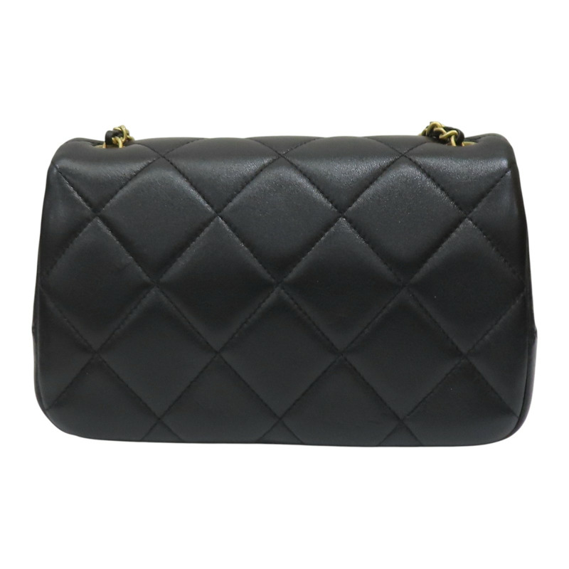 黑色 羊皮 菱格紋 珍珠調節 鍊帶 肩背包【CHANEL 香奈兒】 AS4861-1