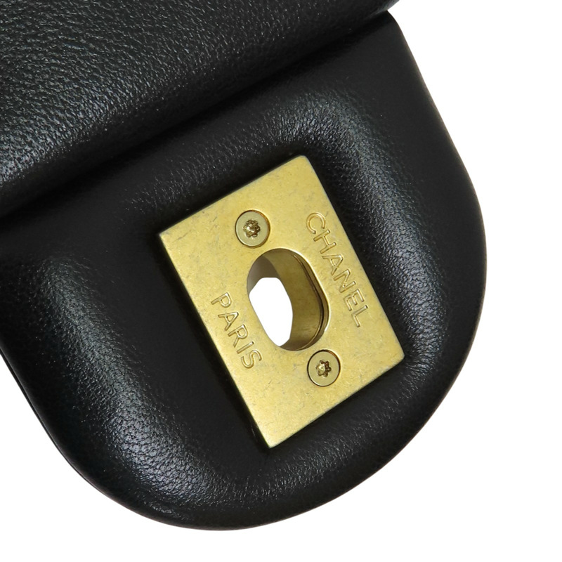 黑色 羊皮 菱格紋 珍珠調節 鍊帶 肩背包【CHANEL 香奈兒】 AS4861-9