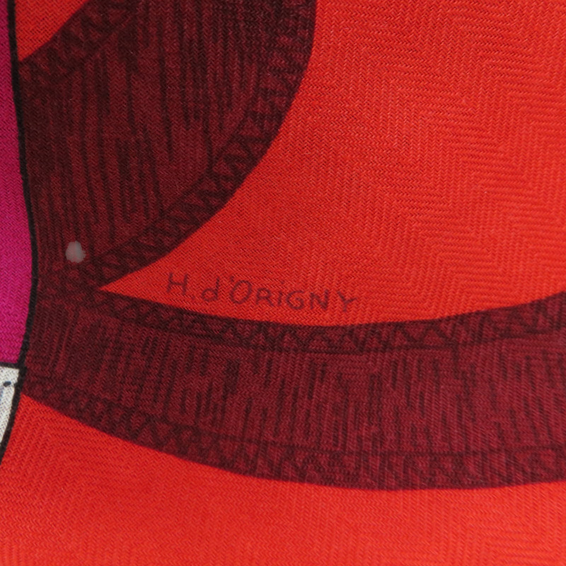 紅色 喀什米爾 真絲 方巾【HERMES 愛馬仕】-8