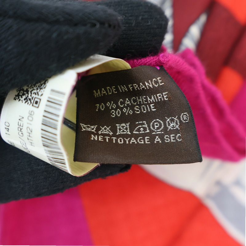 紅色 喀什米爾 真絲 方巾【HERMES 愛馬仕】-9
