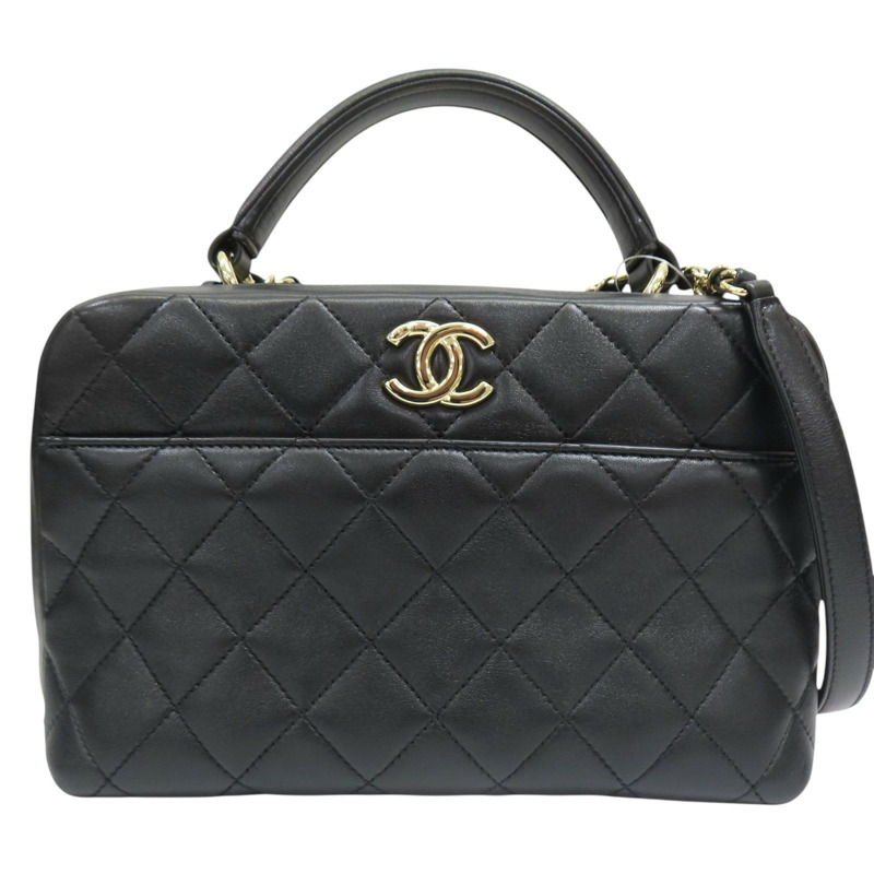 黑色 牛皮 鍊帶 肩背包 金釦【CHANEL 香奈兒】-0