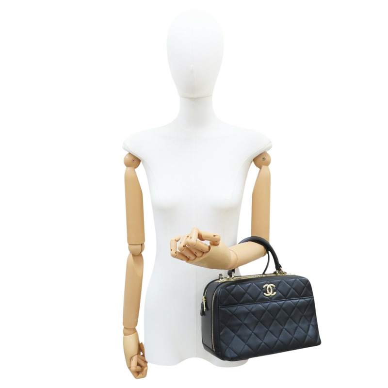 黑色 牛皮 鍊帶 肩背包 金釦【CHANEL 香奈兒】-9