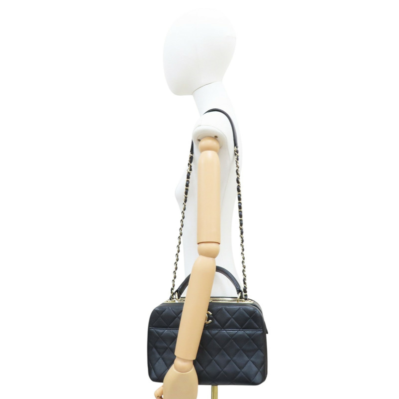 黑色 牛皮 鍊帶 肩背包 金釦【CHANEL 香奈兒】-10