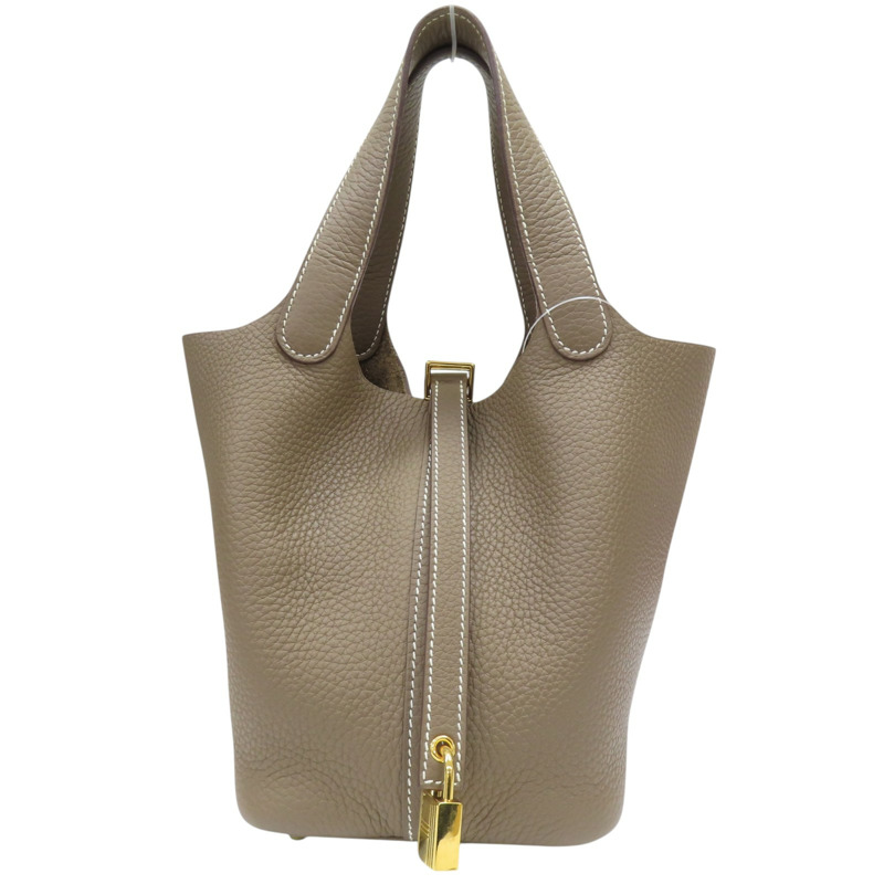 大象灰 TC牛皮 Picotin Lock 18 手提包 B刻 金扣【HERMES 愛馬仕】-0