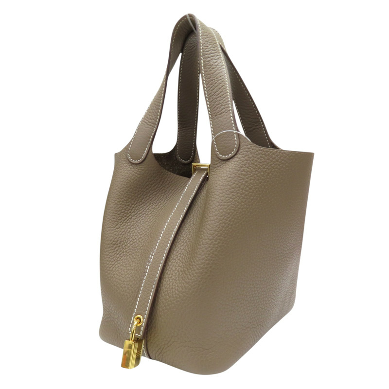 大象灰 TC牛皮 Picotin Lock 18 手提包 B刻 金扣【HERMES 愛馬仕】-2