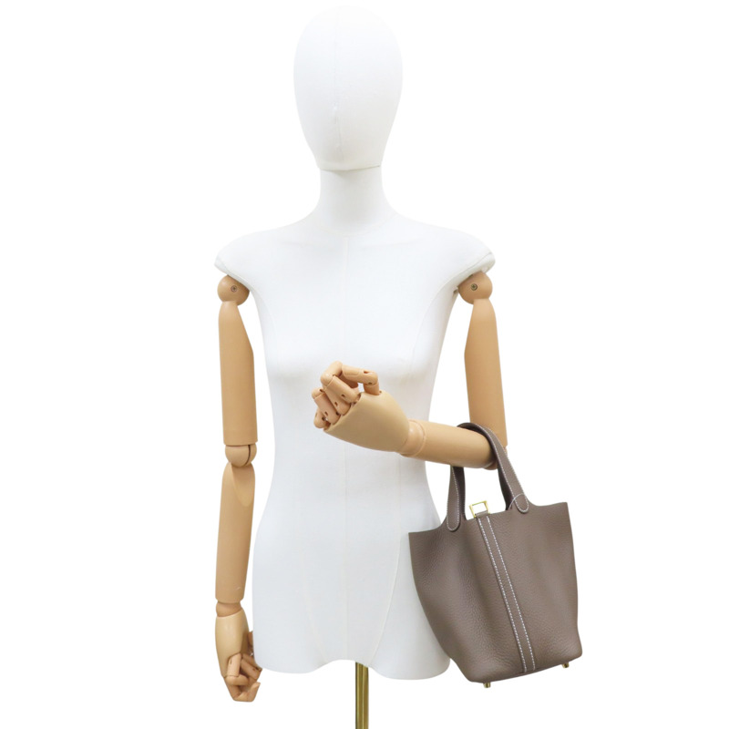 大象灰 TC牛皮 Picotin Lock 18 手提包 B刻 金扣【HERMES 愛馬仕】-7