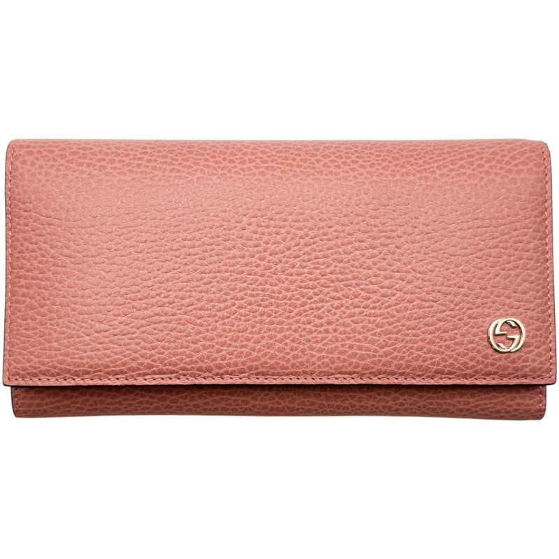 粉色牛皮 扣式長夾 449279【GUCCI 古馳】 449279-0