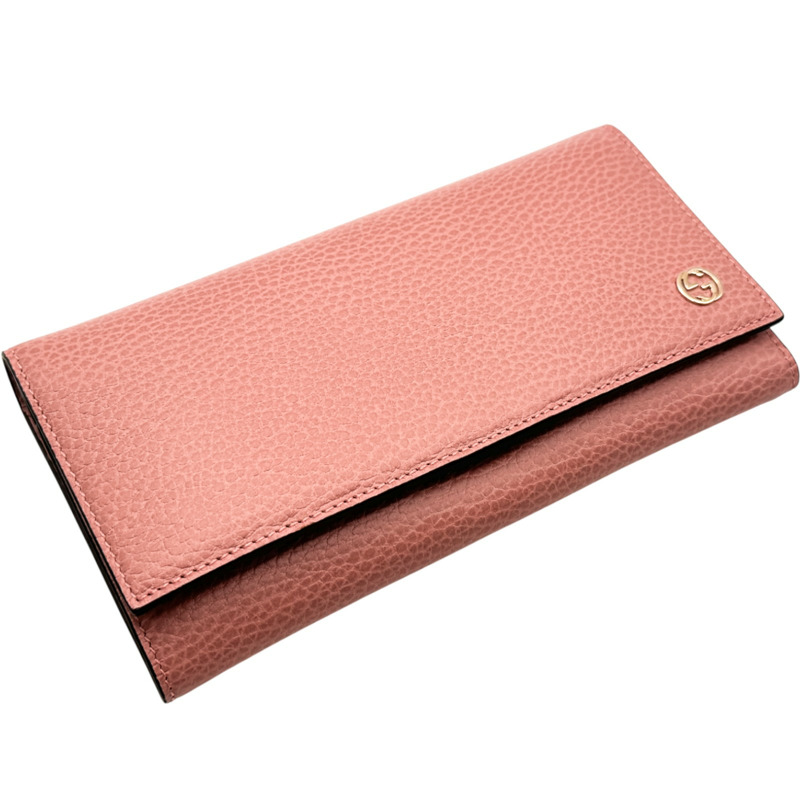 粉色牛皮 扣式長夾 449279【GUCCI 古馳】 449279-2