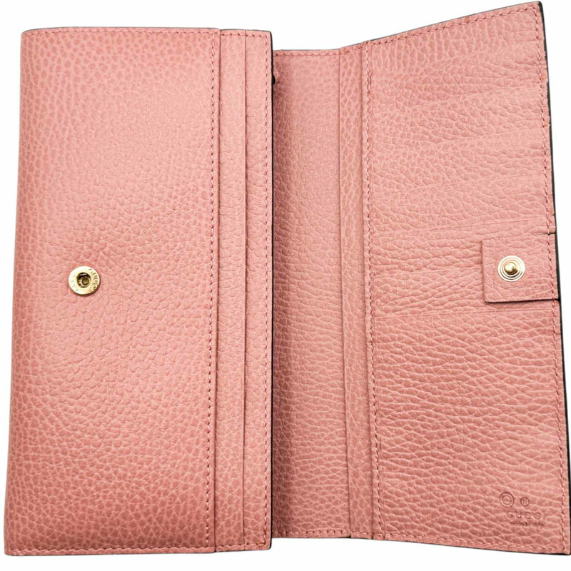 粉色牛皮 扣式長夾 449279【GUCCI 古馳】 449279-4