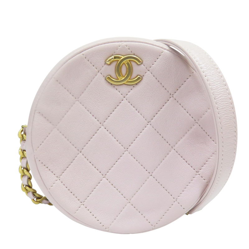 粉色 牛皮 圓餅 鍊帶 肩背包【CHANEL 香奈兒】 AS1898-0