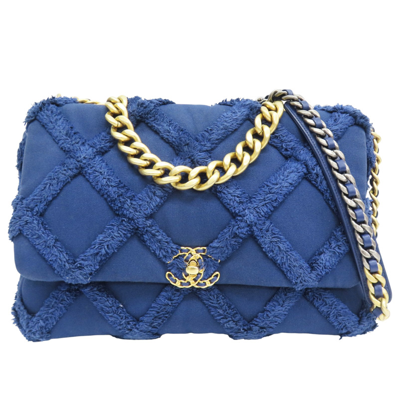 藍色 單寧布 19 36cm 鏈帶 肩背包【CHANEL 香奈兒】-0