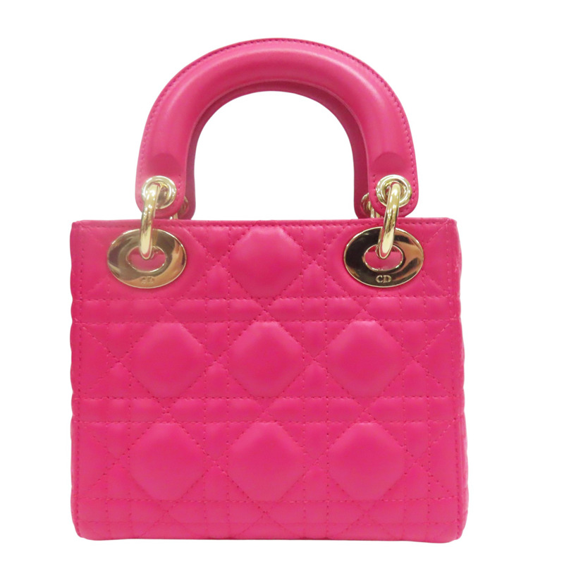 桃紅色 羊皮 Mini Lady Dior 兩用包【Dior 迪奧】-1