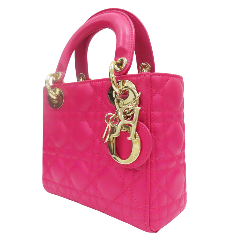 桃紅色 羊皮 Mini Lady Dior 兩用包【Dior 迪奧】-2