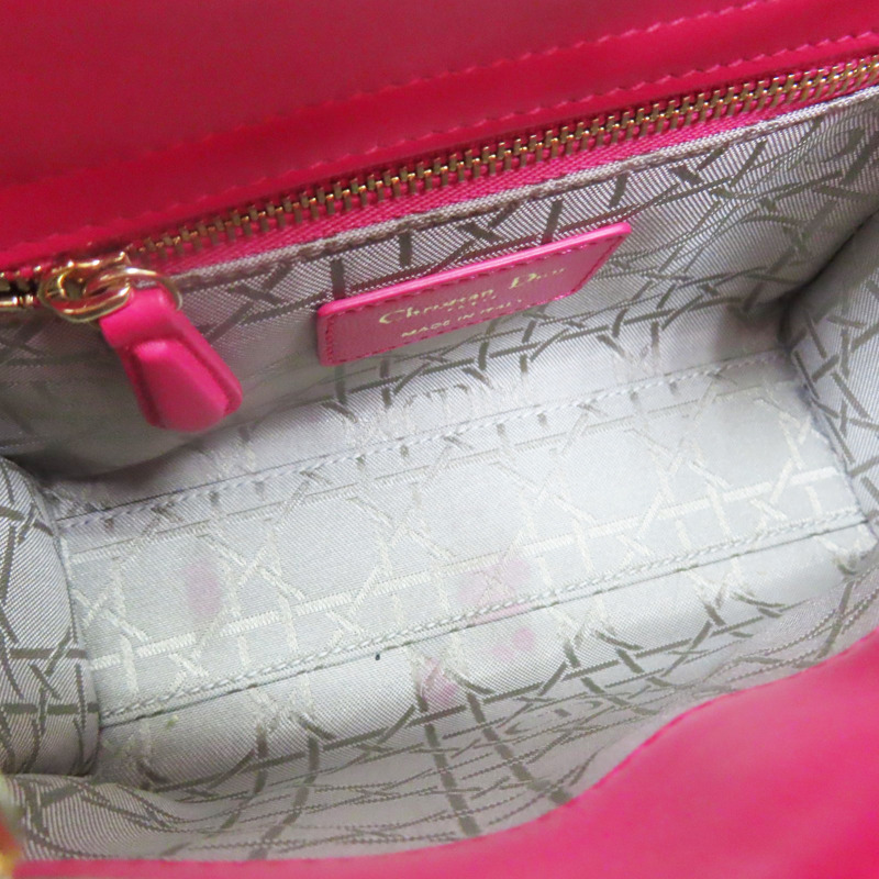 桃紅色 羊皮 Mini Lady Dior 兩用包【Dior 迪奧】-4