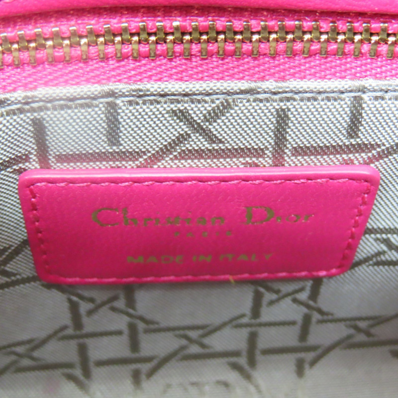 桃紅色 羊皮 Mini Lady Dior 兩用包【Dior 迪奧】-6