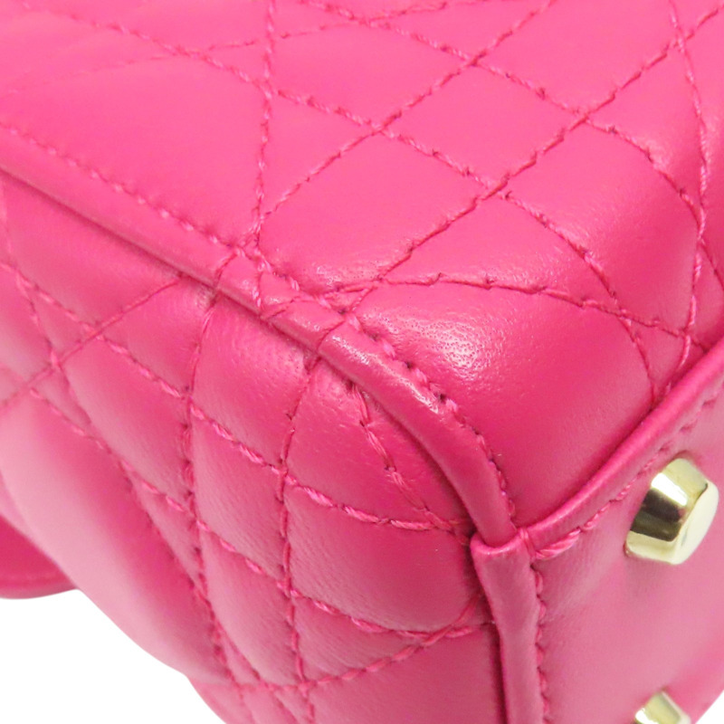 桃紅色 羊皮 Mini Lady Dior 兩用包【Dior 迪奧】-12