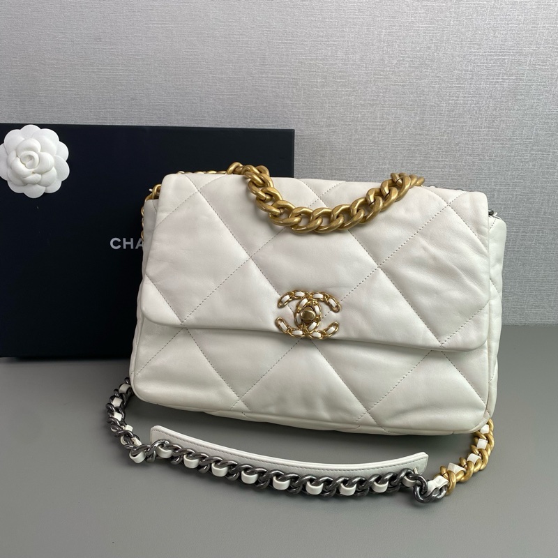 香奈兒 23s白金羊皮19Bag 中號 仙氣十足 最美19❤️-4