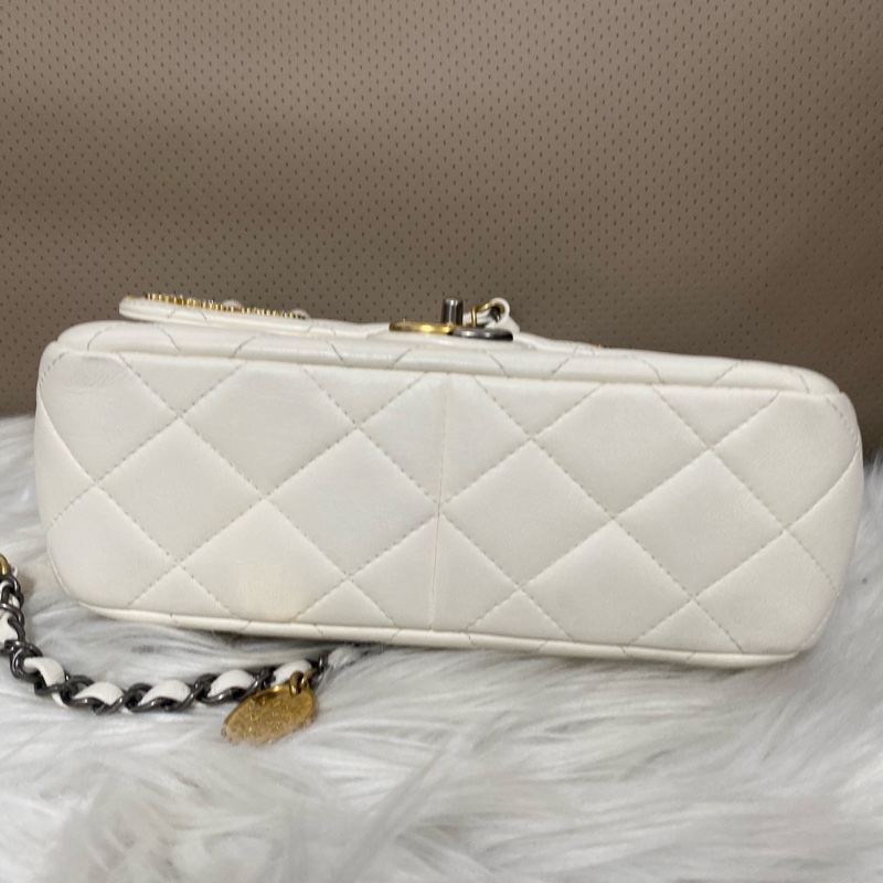 香奈兒Chanel 限定款奶白色徽章cf小號 芯片款-3