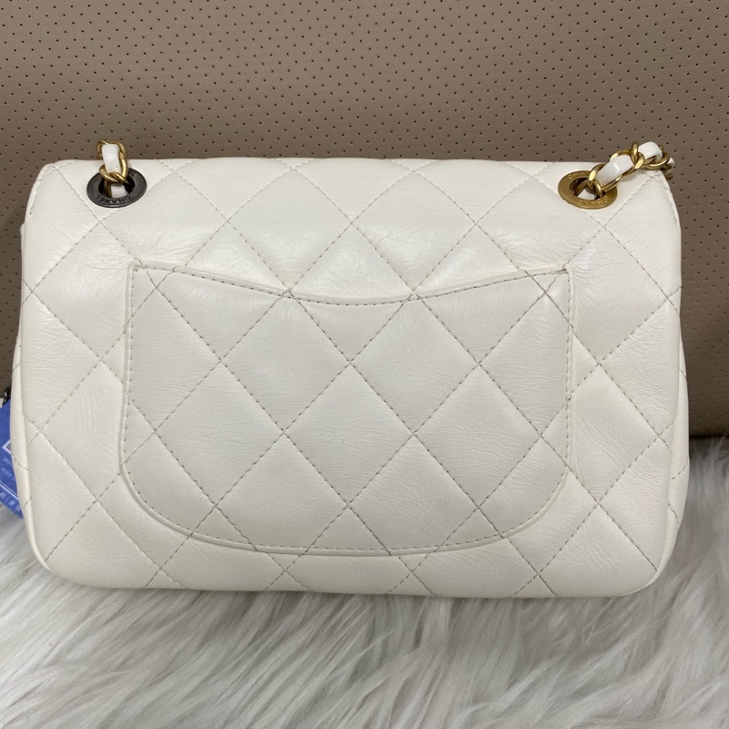 香奈兒Chanel 限定款奶白色徽章cf小號 芯片款-16