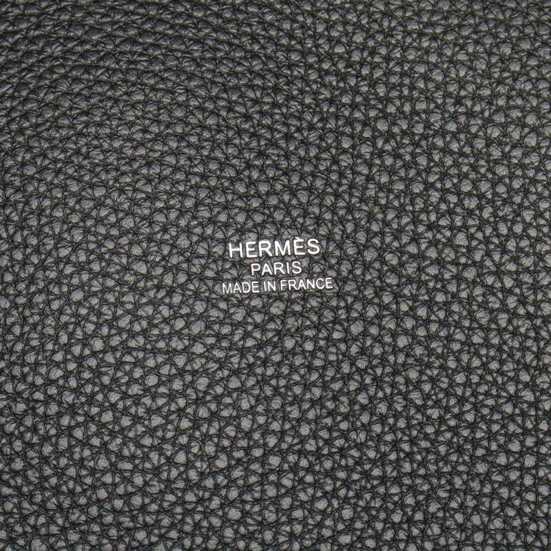Hermes Hermès Pur Sangle 手提包，帆布軍裝，Taurillon Clemence 女式，黑色，棕色-3