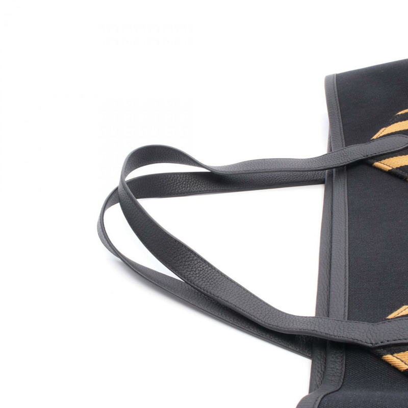 Hermes Hermès Pur Sangle 手提包，帆布軍裝，Taurillon Clemence 女式，黑色，棕色-6