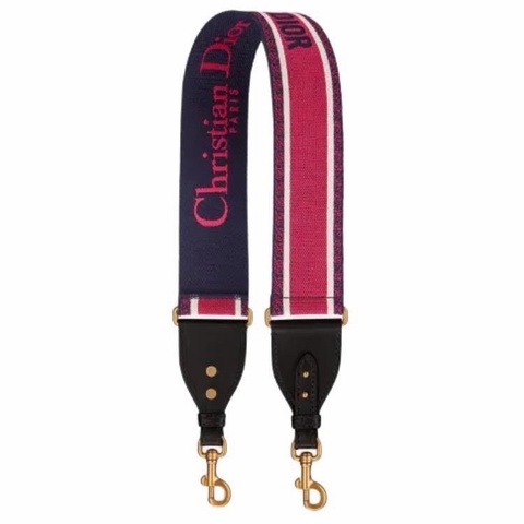 Christian Dior Paris 迪奧 CD 粉 刺繡 背帶 肩背帶 斜背帶 側背帶 寬背帶 粗背帶
