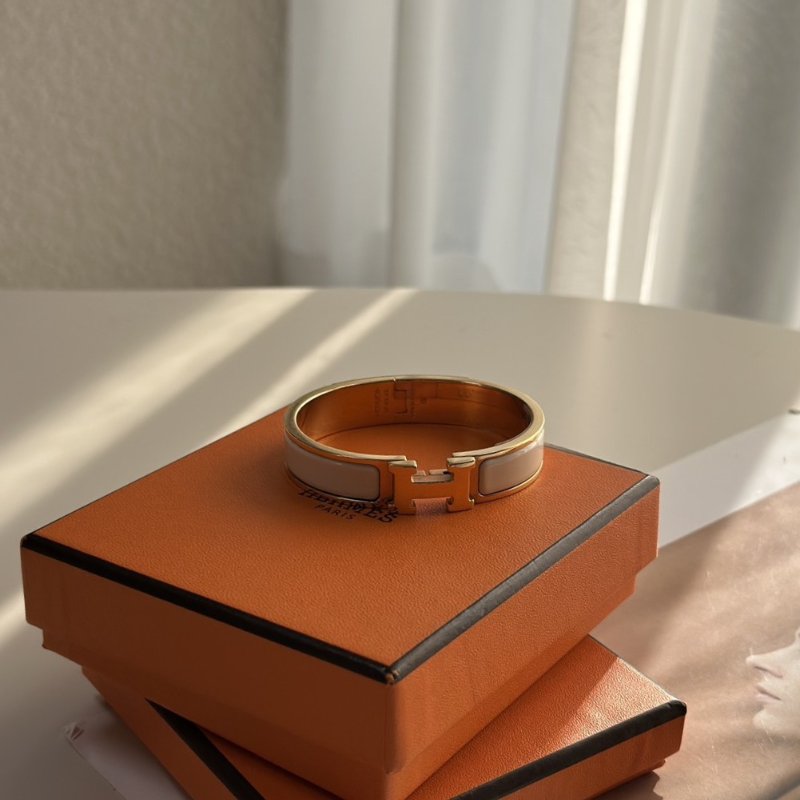 HERMES Clic H手環 - 米白玫瑰金-0
